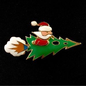 Edgar Berebi vintage Santa Claus Christmas tree rocket pin /  brooch